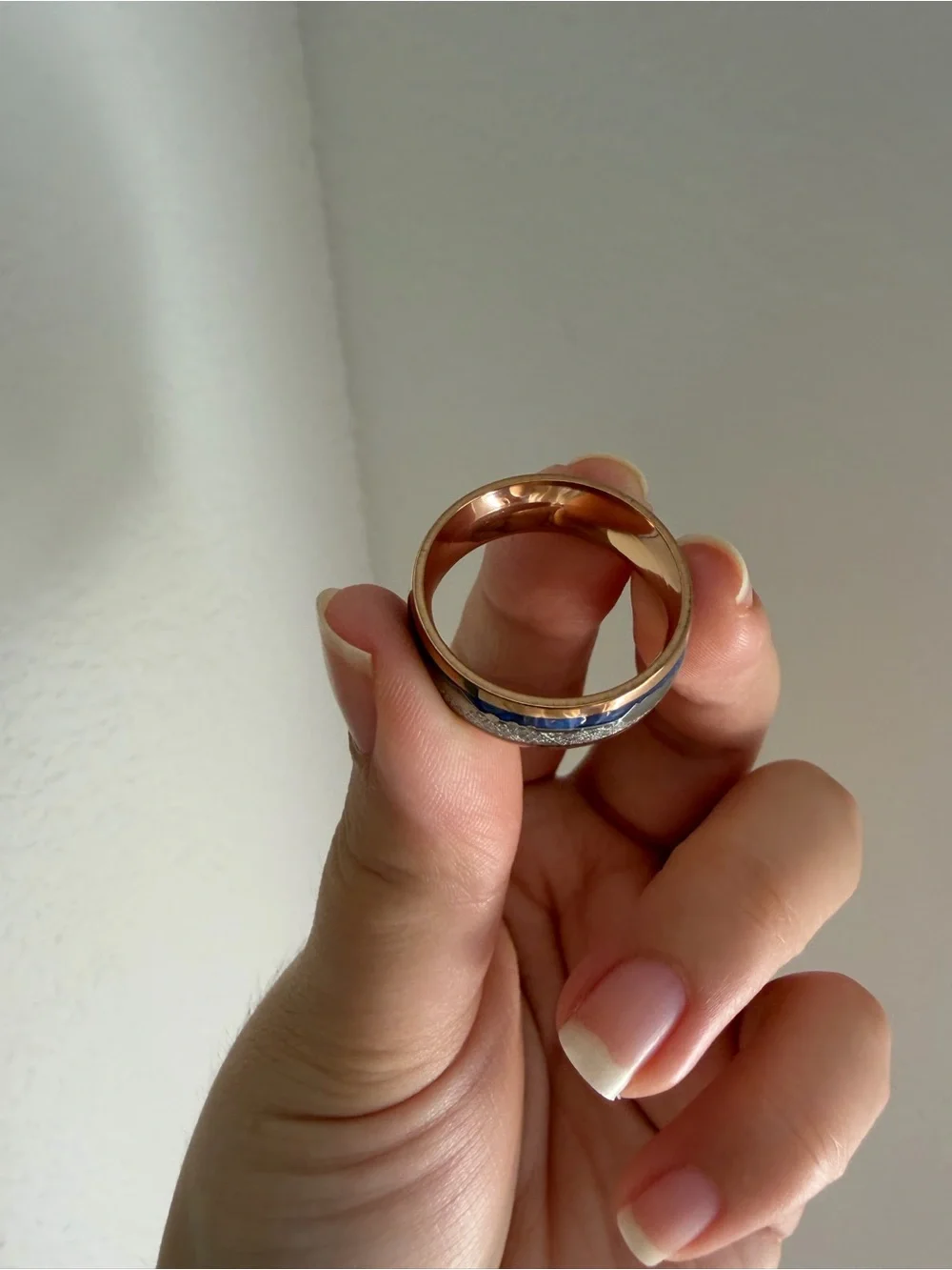 Blue and Silver Inlay Men’s Fashion Ring Size 11